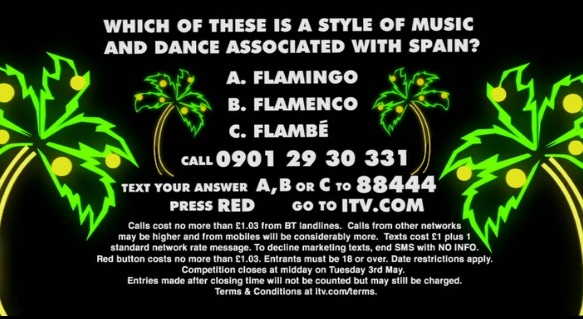 Benidorm on ITV competition. 2000 question & answer  Valid to 3rd ...