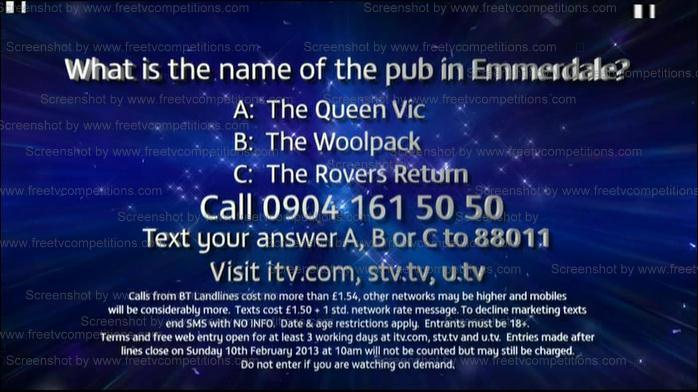 ITV Dancing on Ice Free Competition question 6 January 2013