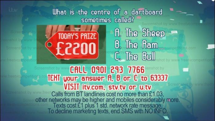 Dickinsons Real Deal Competition question 13th Jan 2013