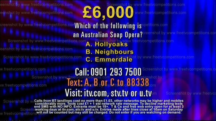 The Chase free competition question 7th to 11th January 2013 ITV 