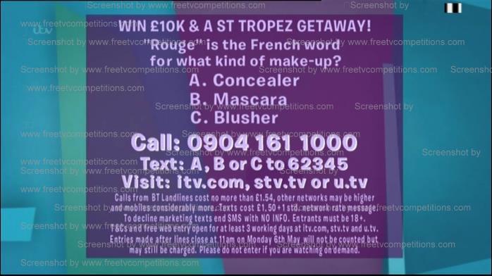 Loose women competition, ITV free website entry. Ends May 13th 2013