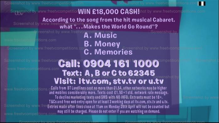 Free on-line entry for this weeks Loose Women competition ends on May 3rd 2013