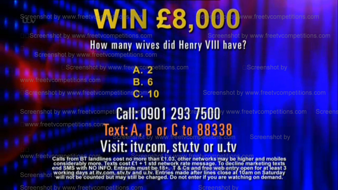 Chase competition ITV STV UTV question 10th to 18th April 2013