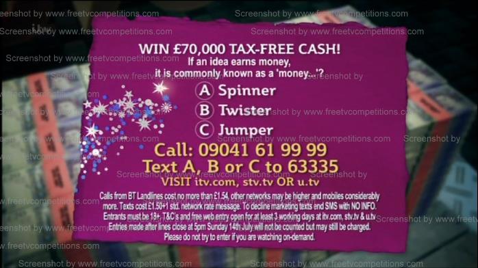 Win £70,000 in cash with free entry competition on ITV, STV and UTV