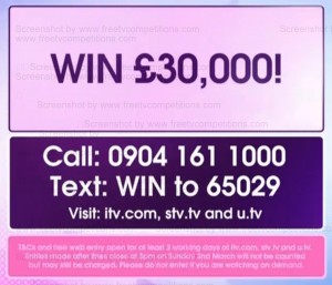 Loose Women Prize Draw Competition ITV website entry question February 2014