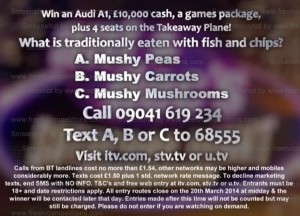 saturdaynighttakeaway-competition 8 to 20 March 2014
